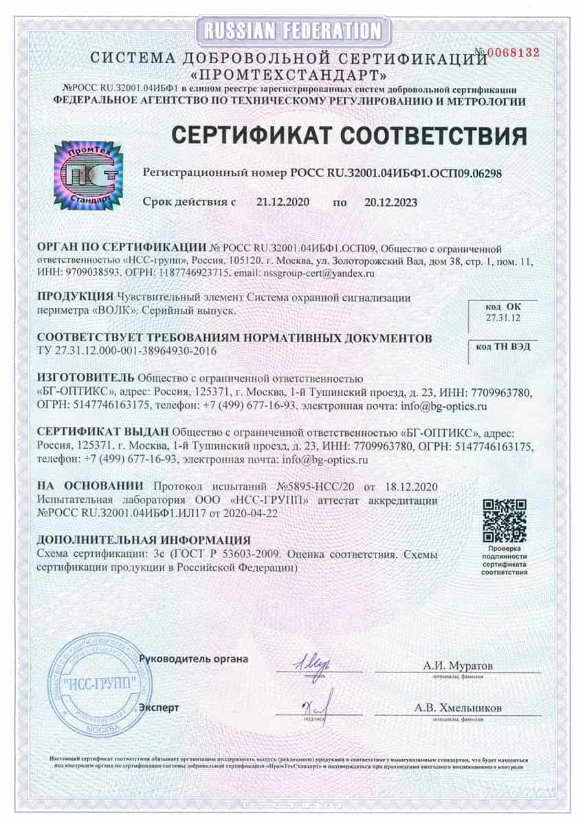 Сертификат соответствия (от 21.12.2020)